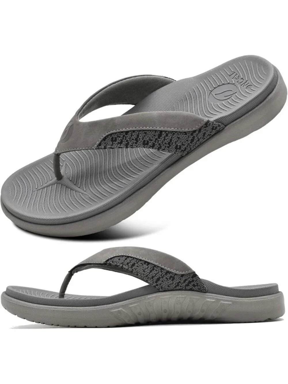 Men's Grey Flip Flop Open Toe Athletic Orthotic Fasciitis Sport Sandal Shoes